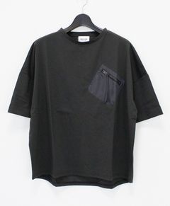 胸ポケットZIPショートスリーブTシャツ / チャコール【341038】