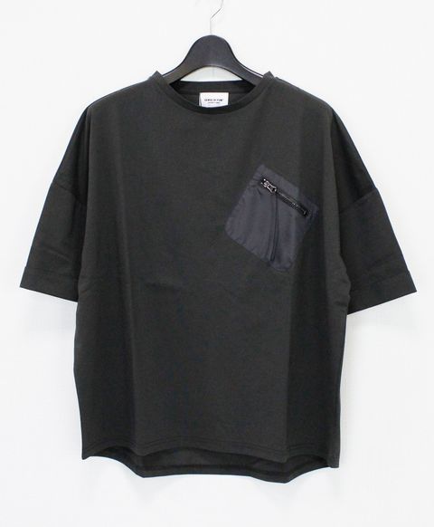 胸ポケットZIPショートスリーブTシャツ / チャコール【341038】