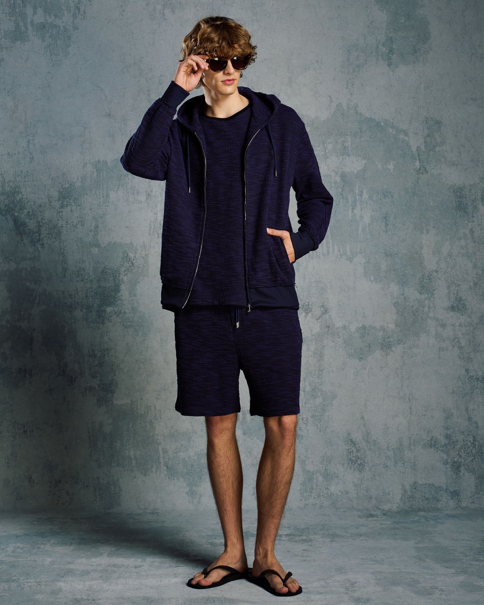 ☆先行予約☆ muta × wjk  / ニットジャガード リラックス パーカー / knit jacquard relax parker / NAVY [204 mw02i]