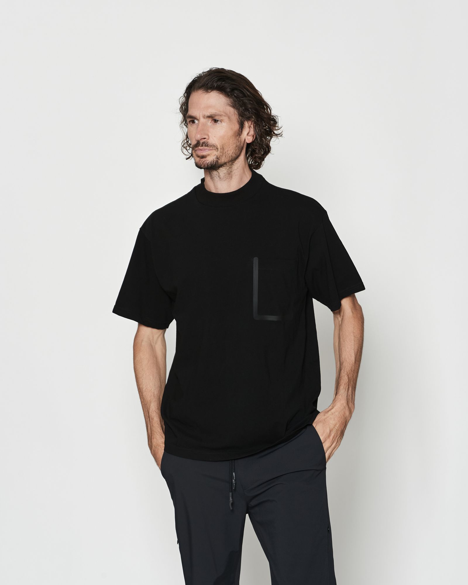 ☆先行予約☆ モックネックポケットTシャツ  / Mock Neck Pocket Tee / BLACK 【CT2608】