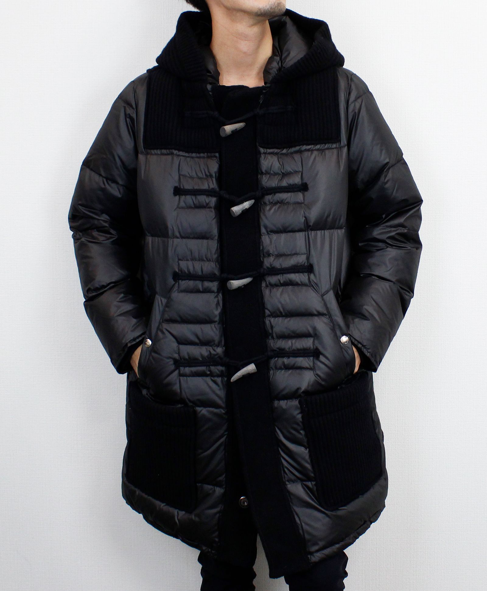 BBR - ★LEON12月号・OCEANS12月号掲載★ ダウン×ニットダッフルコート / BLACK [22BB002-218] | femt