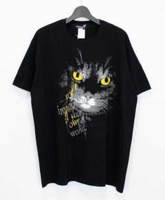 20/COTTON JERSEY CAT GRAPHIC T-SHIRT / BLACK [GL-T72-070-2-03]