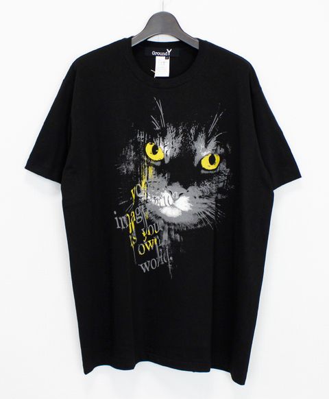 20/COTTON JERSEY CAT GRAPHIC T-SHIRT / BLACK [GL-T72-070-2-03]