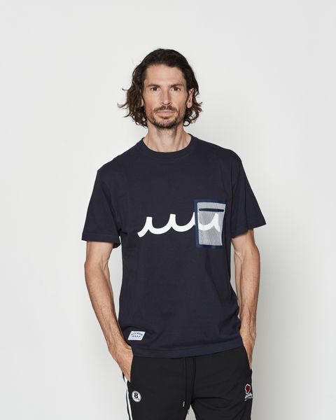 ☆先行予約☆muta MARINE × ACANTHUS  / メッシュトリミングポケットTシャツ  /  Mesh Trimming Pocket Tee / NAVY【MA2615】