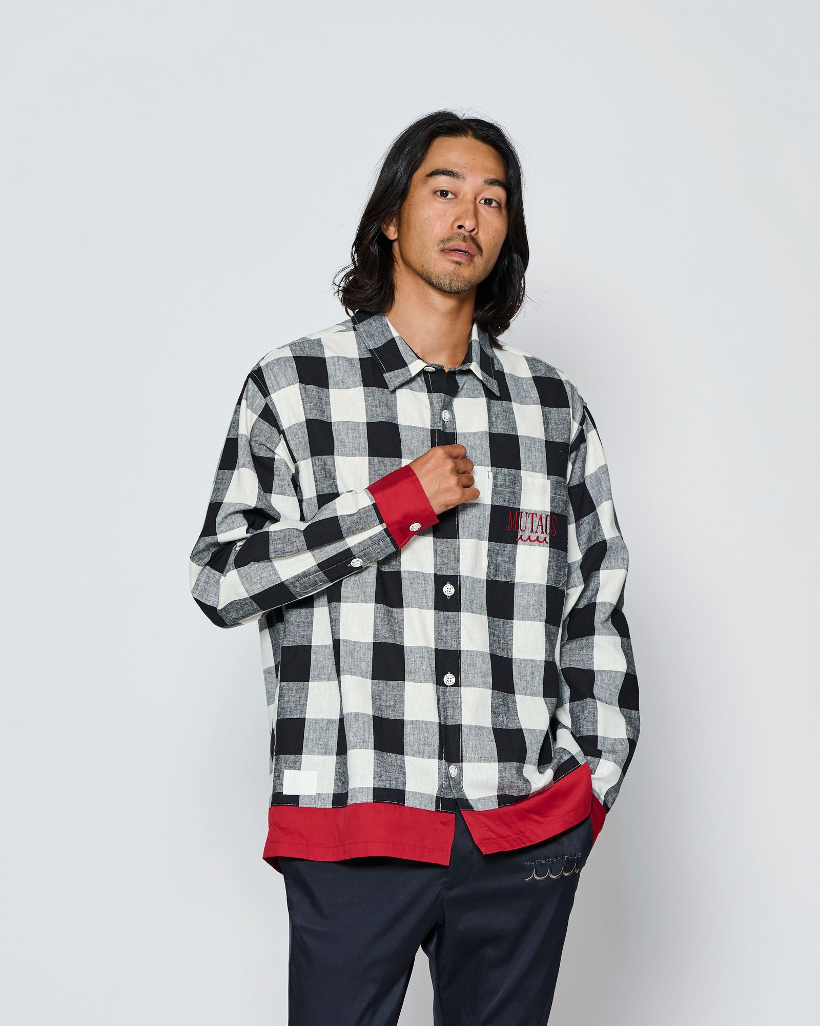 ☆先行予約☆muta MARINE × ACANTHUS  / 配色切替シャツ /  Color Switching Shirt / RED【MA2708】