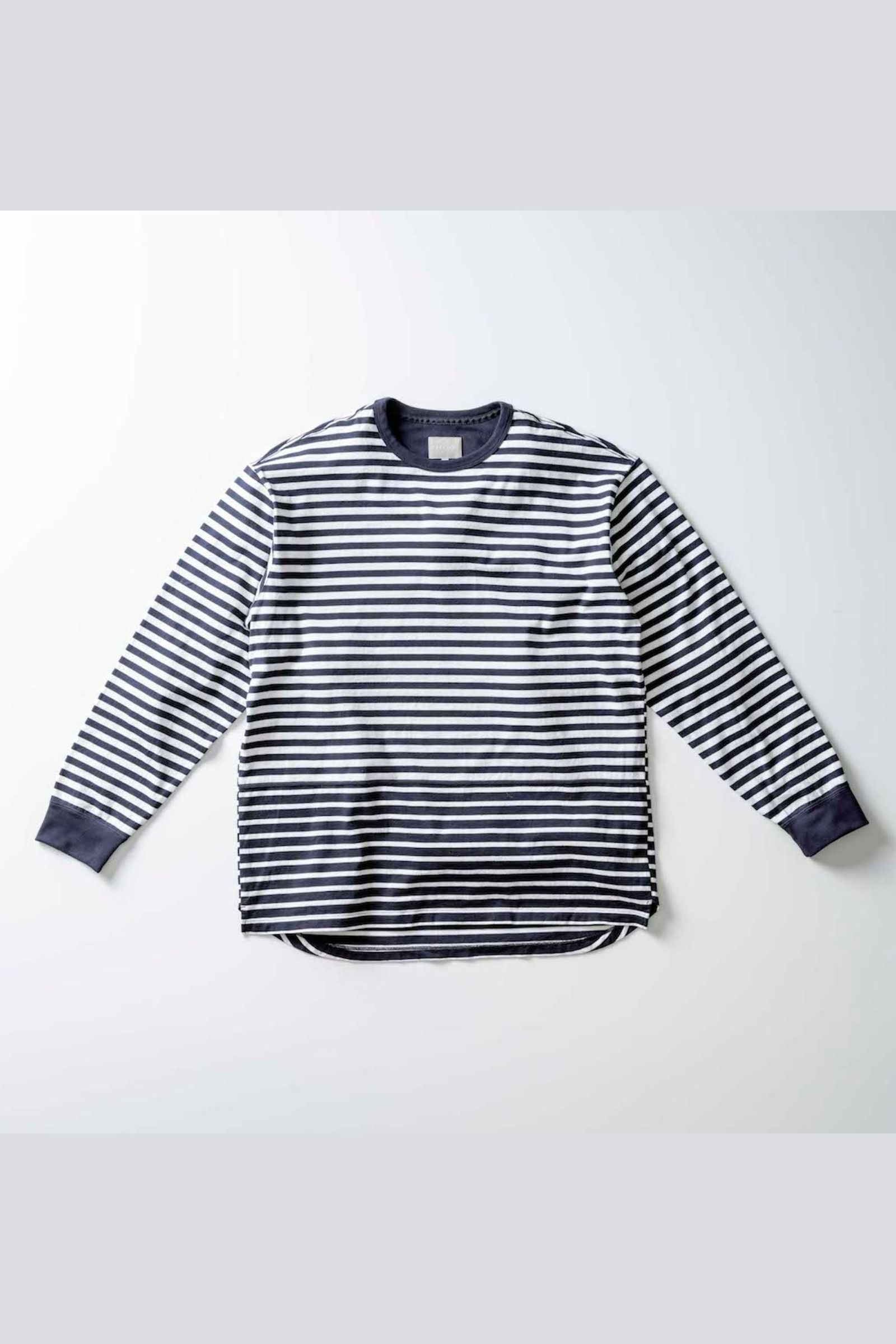 DOUBLE BORDER L/S TEE/WHITE-NAVY