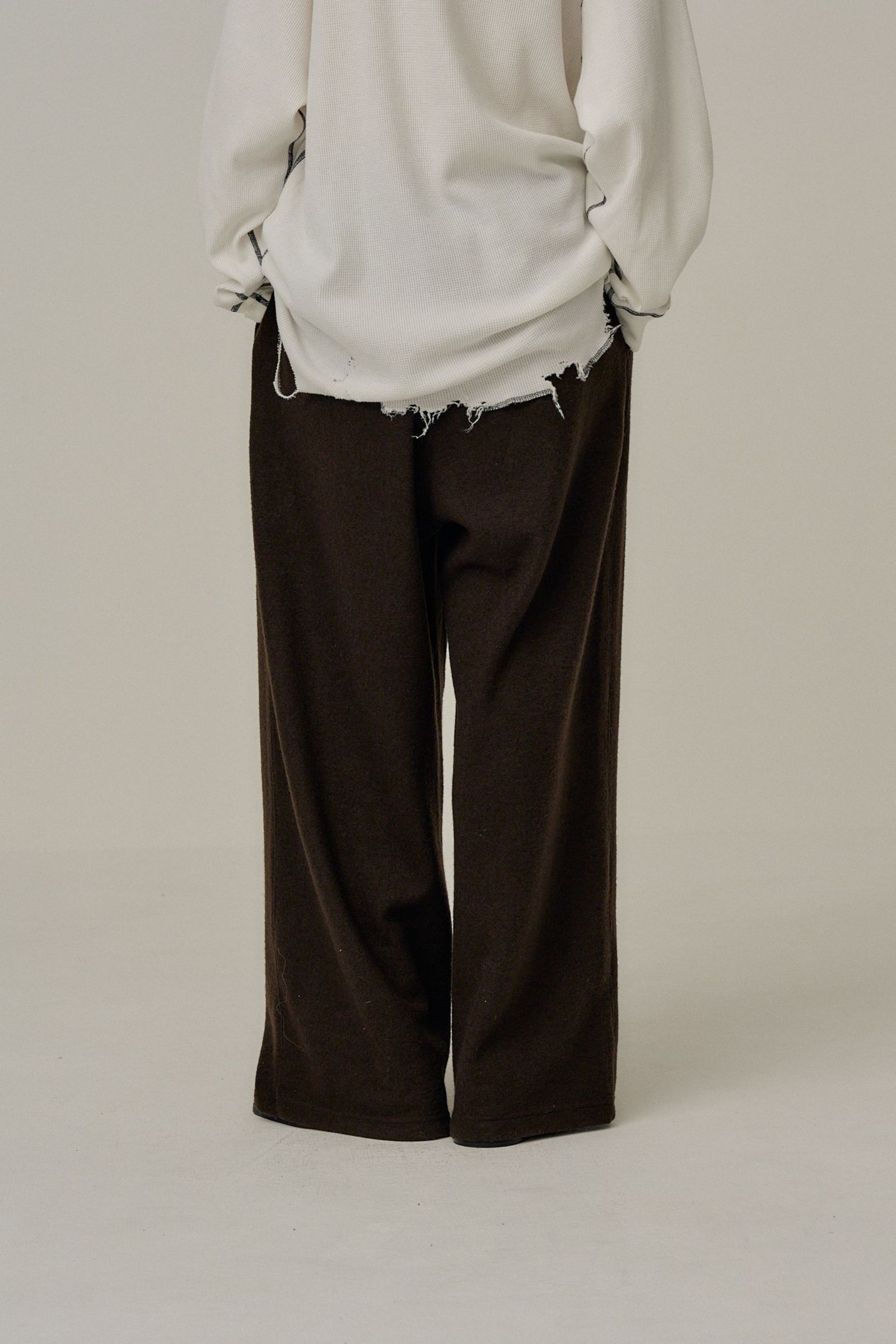 WOOL WIDE EASY TUCK SLACKS | D.BROWN | スラックス