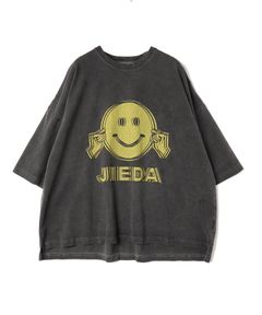 JIEDA SMILE OVERSIZED TEE/プリントTシャツ/ブラック