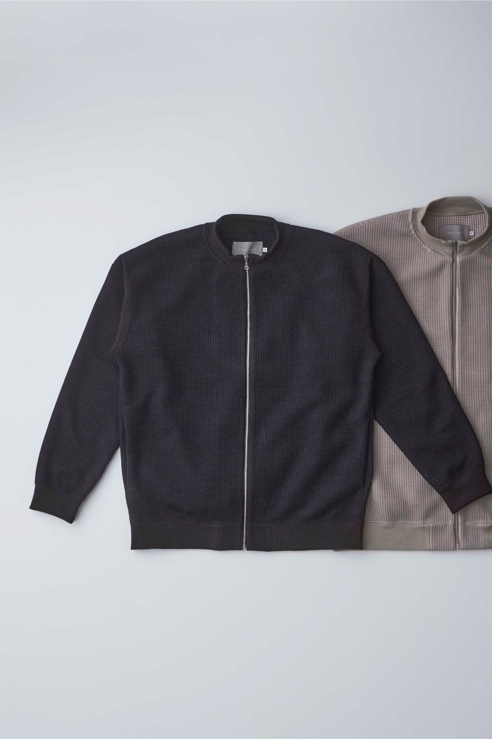 WAFFLE ZIP-UP JACKET/BLACK