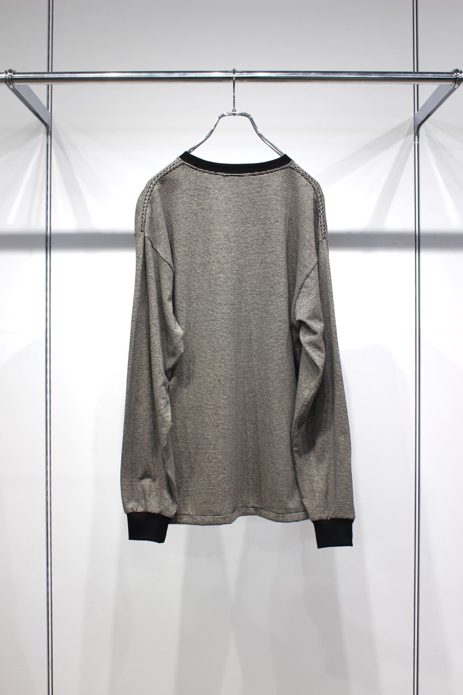 [ラスト1点] COTTON HEMP BORDER L/S TEE | BLACK | カットソー
