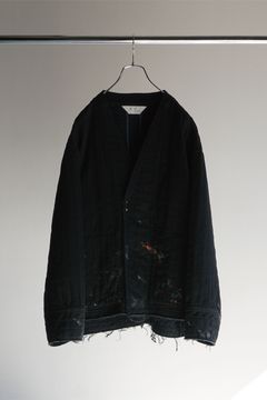 PADDED QUILTING COLLARLESS JACKET/BLACK