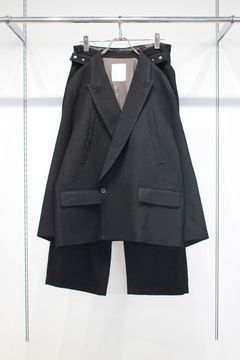 DOUBLE TAILORED JACKET | WOOL BELTED WIDE SLACKS | BLACK | セットアップ