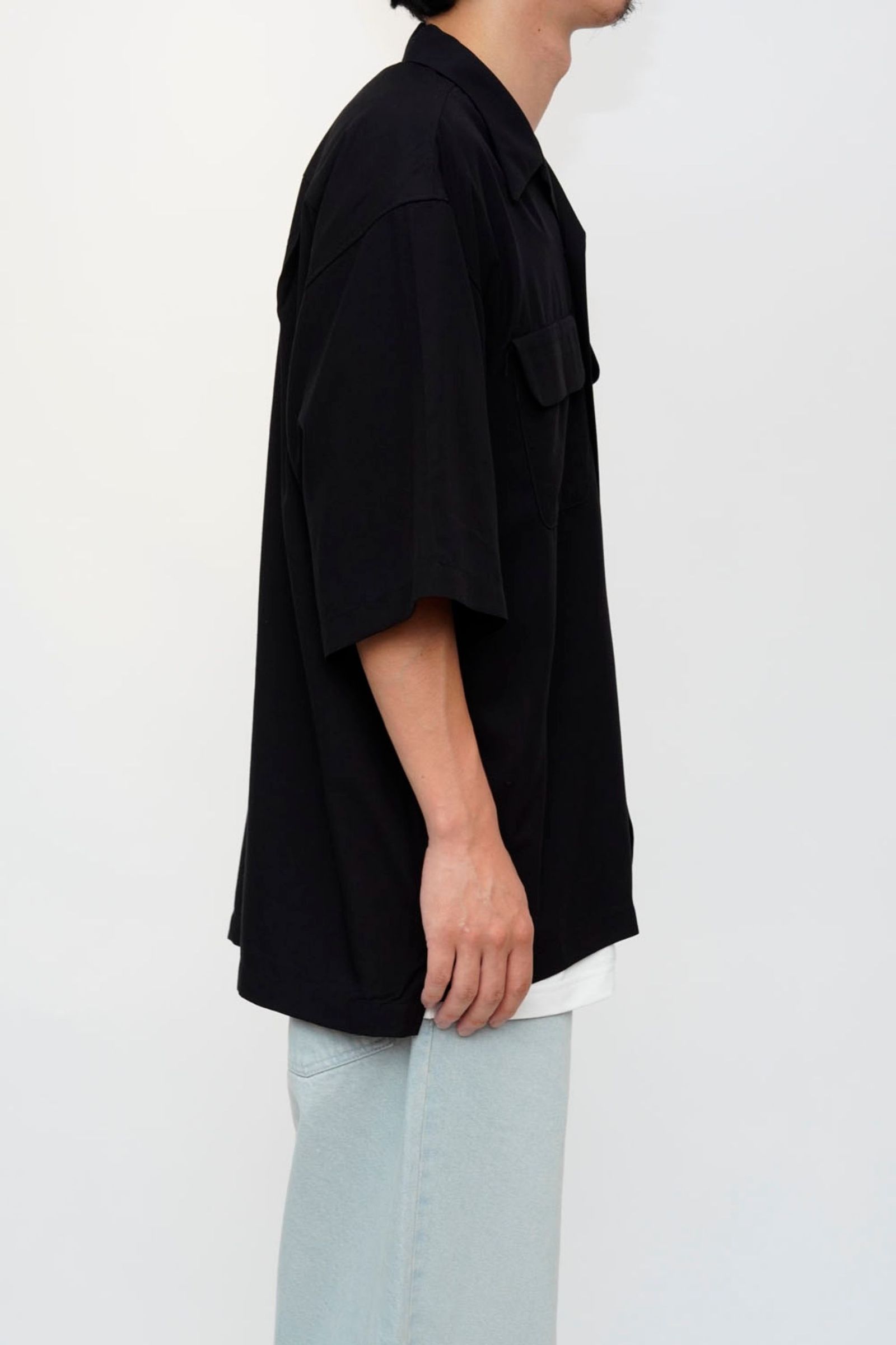 OPEN COLLOR S/S SHIRTS | BLACK | シャツ