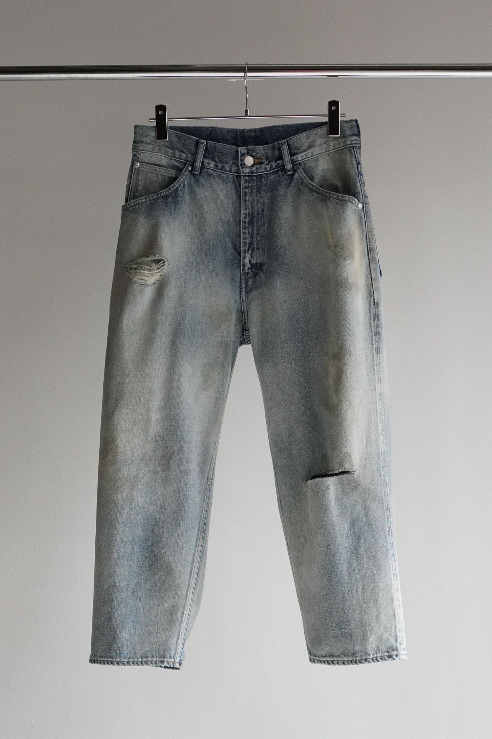 ANCELLM - AGING SELVEDGE TAPERED 5P DENIM PANTS | INDIGO