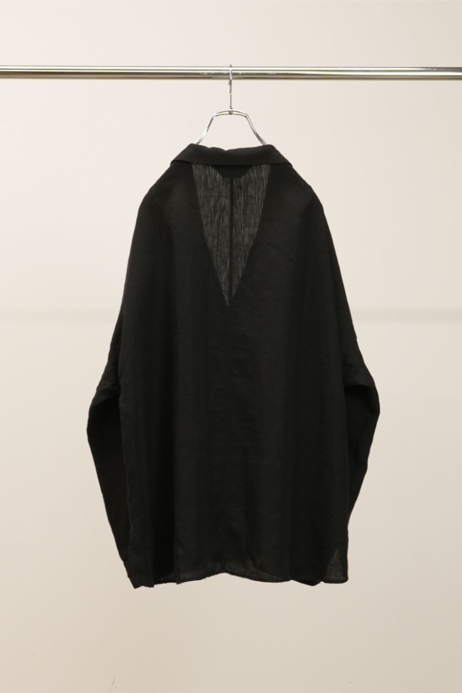 100/S LINEN TAILORED SHIRT | BLACK | シャツ