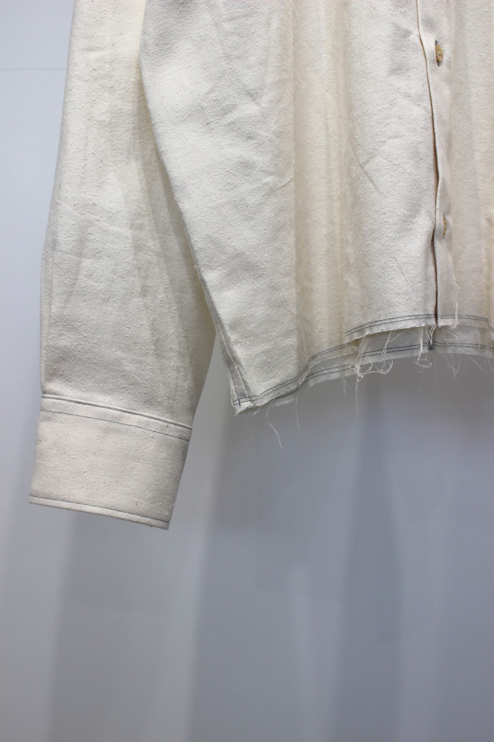 COTTON SILK CUT-OFF SHORT SHIRT | WHITE | ショートシャツ