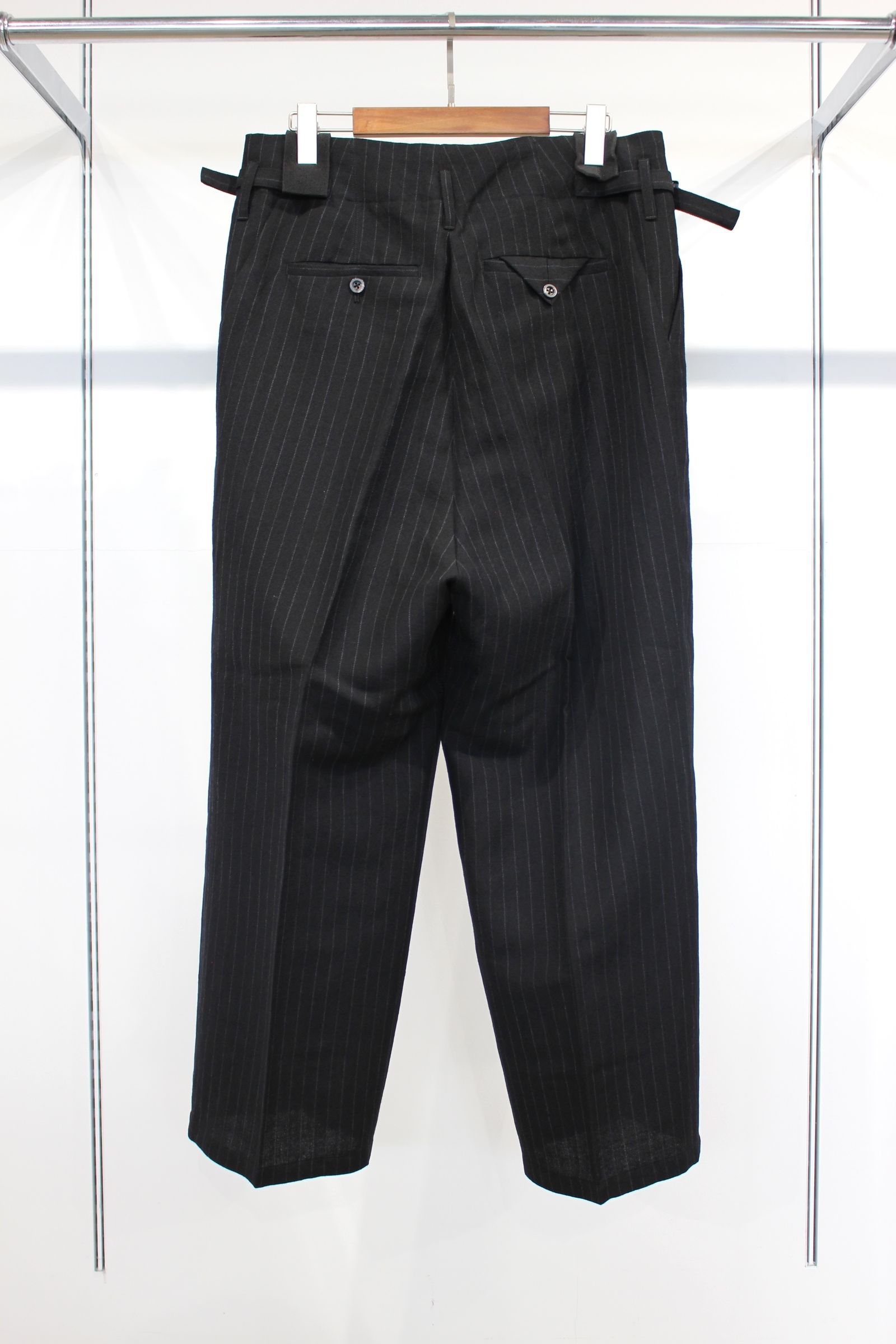 ANCELLM - STRIPE WOOL WIDE SLACKS | BLACK | スラックス | NapsNote