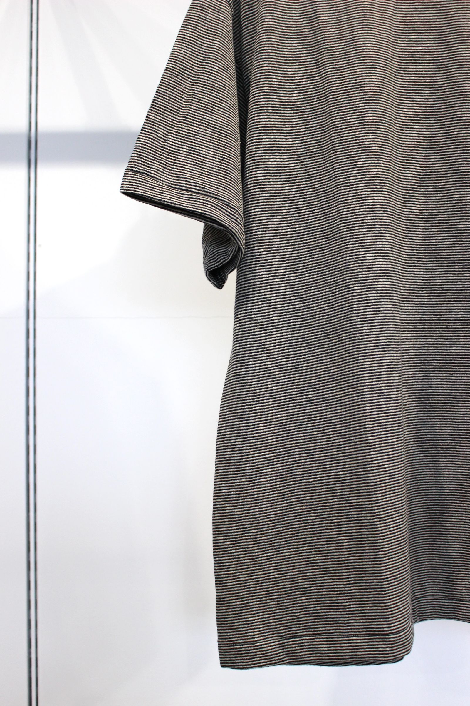 COTTON HEMP BORDER POCKET TEE/BLACK