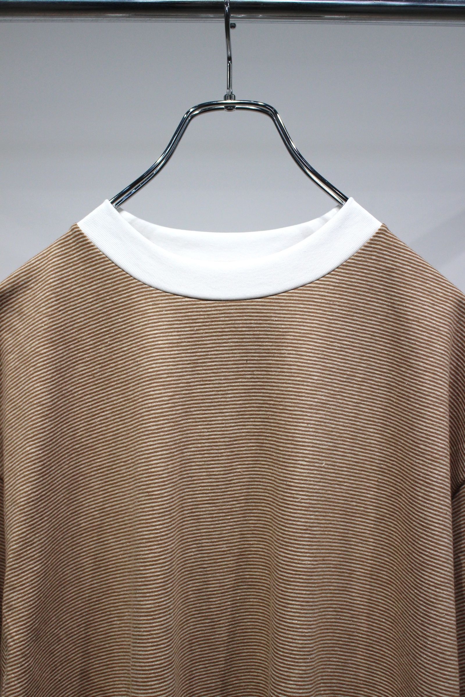[ラスト1点] COTTON HEMP BORDER S/S TEE | BROWN | カットソー