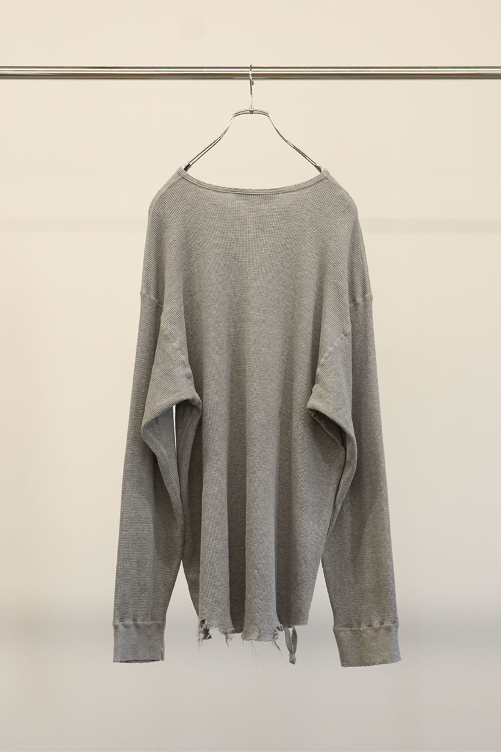 DAMAGE WAFFLE CREW LS T-SHIRT | GRAY | カットソー