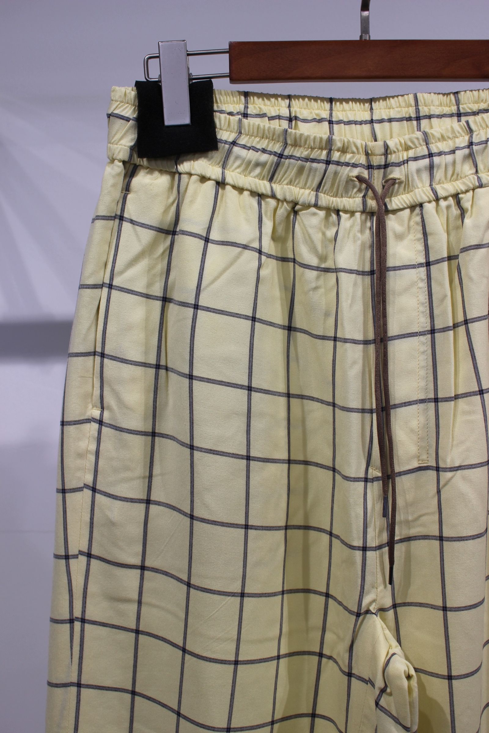 RAYON CHECK SLACKS/CREAM