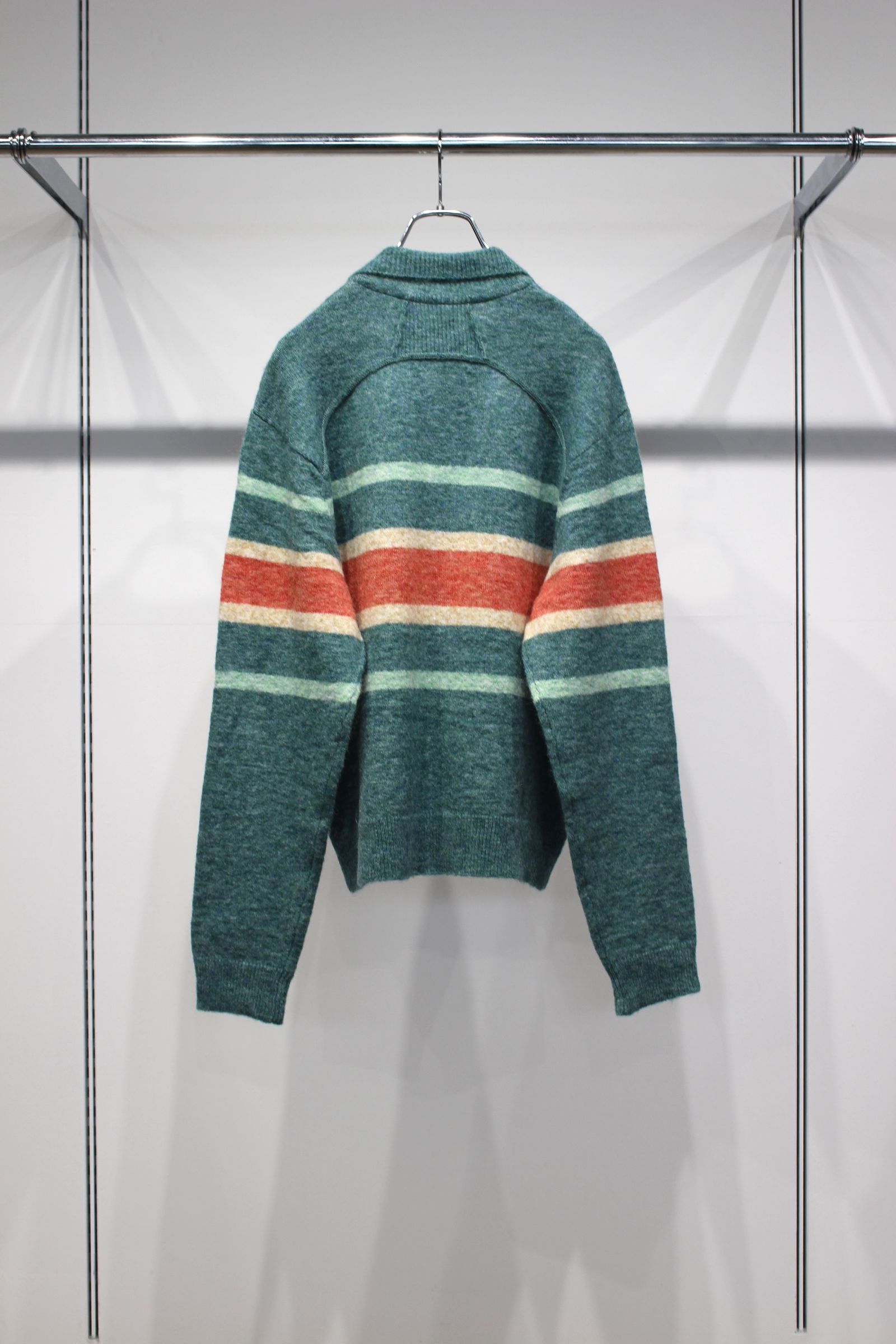 STRIPED KNIT POLO | EMERALD GREEN | ニット