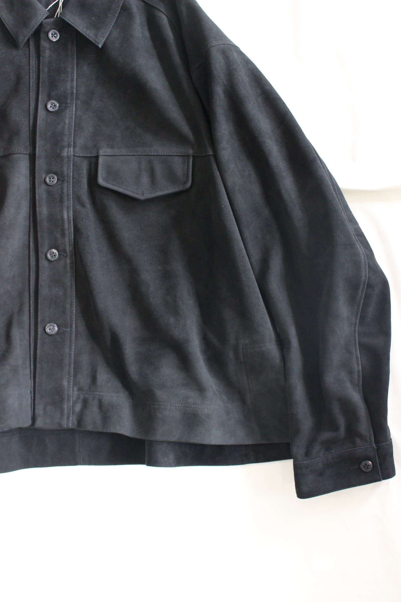 ANCELLM - SUEDE SHORT SHIRT JACKET | BLACK | スウェード