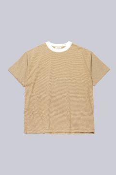 [ラスト1点] COTTON HEMP BORDER S/S TEE | BROWN | カットソー