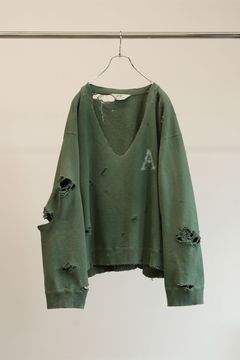 [ラスト1点] HARD CRASH SWEAT SHIRT | GREEN | ダメージスウェット