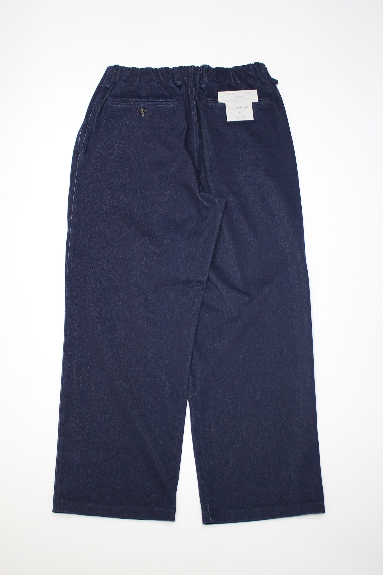 INDIGO 2TUCK WIDE EZ SLACKS “ONE WASHED”/ニットデニムパンツ