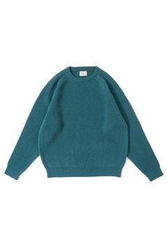 SHETLAND WOOL LOW GAGE CREW NECK KNIT | GREEN | ニット