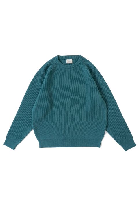 SHETLAND WOOL LOW GAGE CREW NECK KNIT | GREEN | ニット