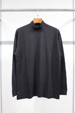 CASHMERE BLENDED MOCK NECK L/S TEE/BLACK
