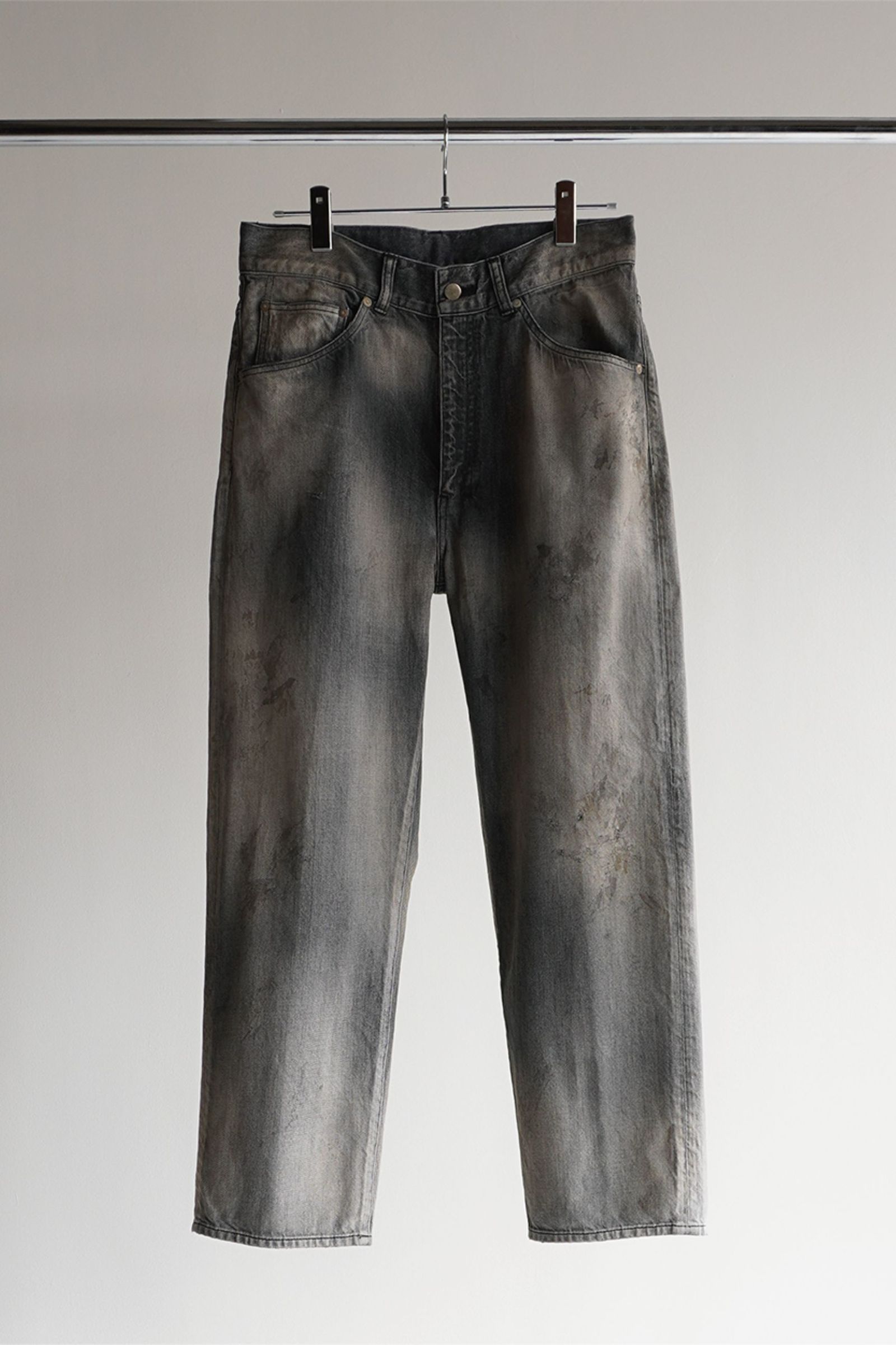 ANCELLM - AGING BLACK DENIM STRAIGHT 5P PANTS/BLACK | NapsNote