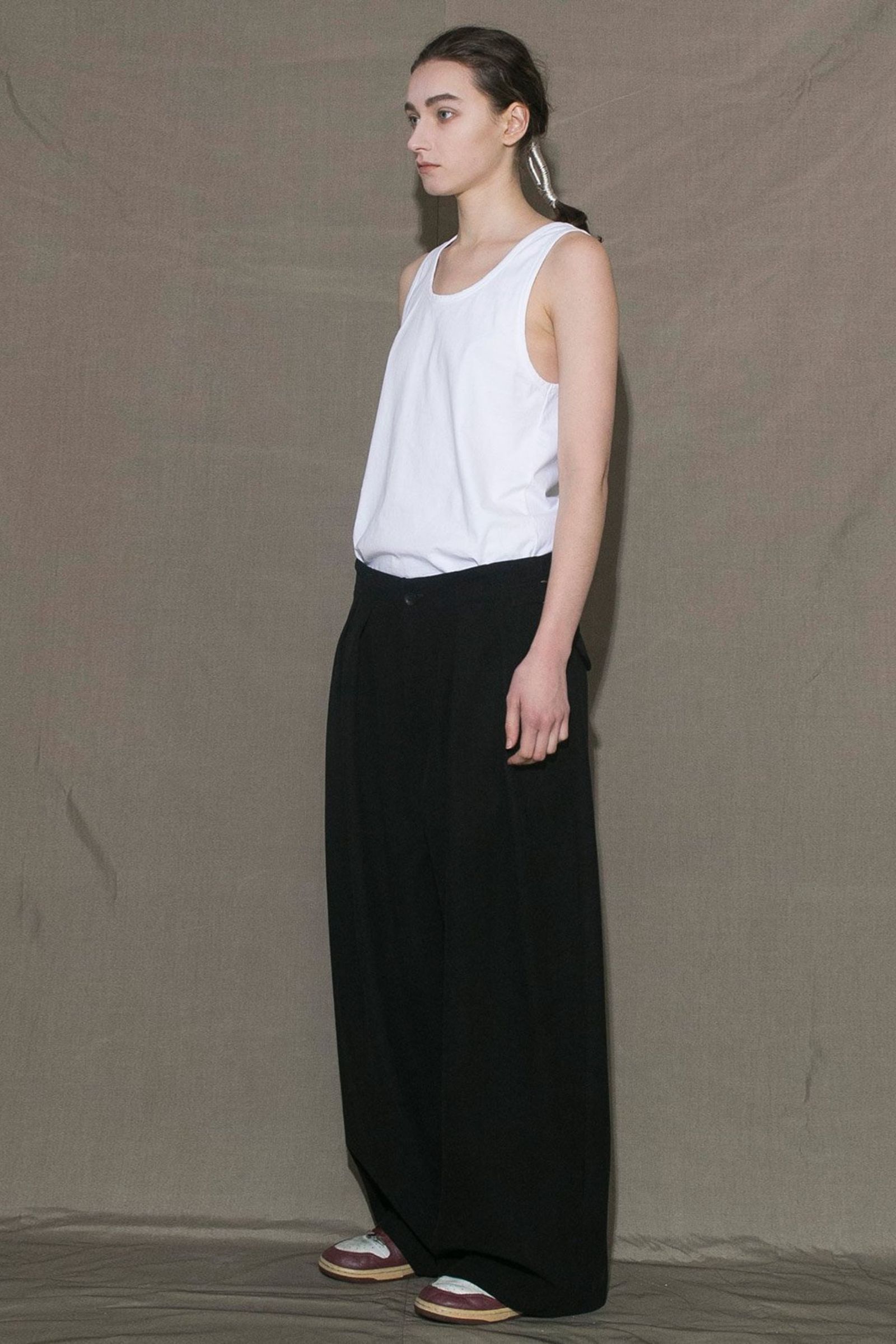 ACTIVE CORDUROY SIDE BELT WIDE PANTS/BLACK