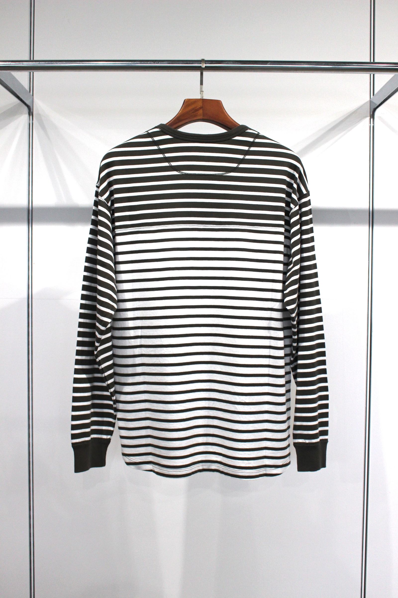 DOUBLE BORDER L/S TEE/OLIVE-WHITE
