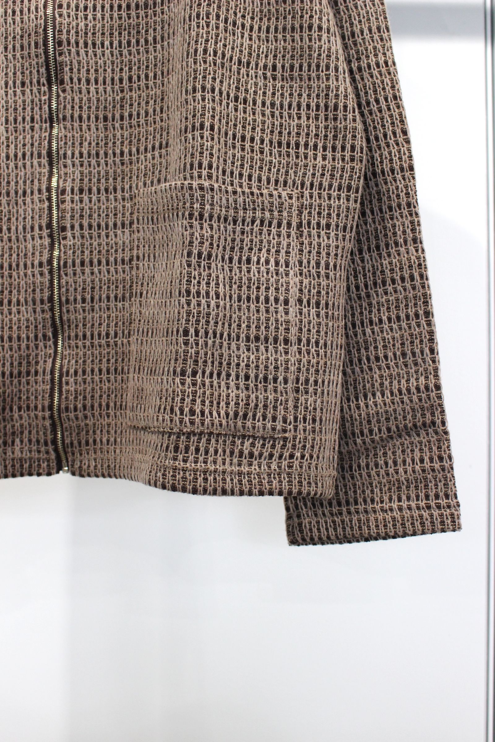 JieDa - CHAIN STITCH KNIT ZIP CARDIGAN | BLACK - WHITE