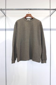COTTON HEMP BORDER LONG TEE/BLACK