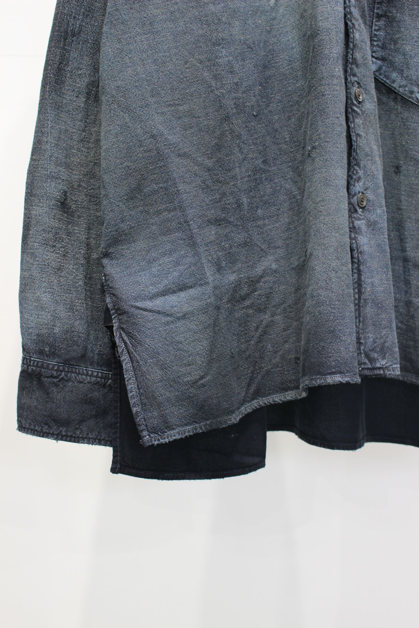 BRUSHSTROKE AGING SHIRT | BLACK | シャツ