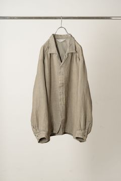 AGING LINEN CROSS-LINE SHIRT | KHAKI BEIGE | シャツ