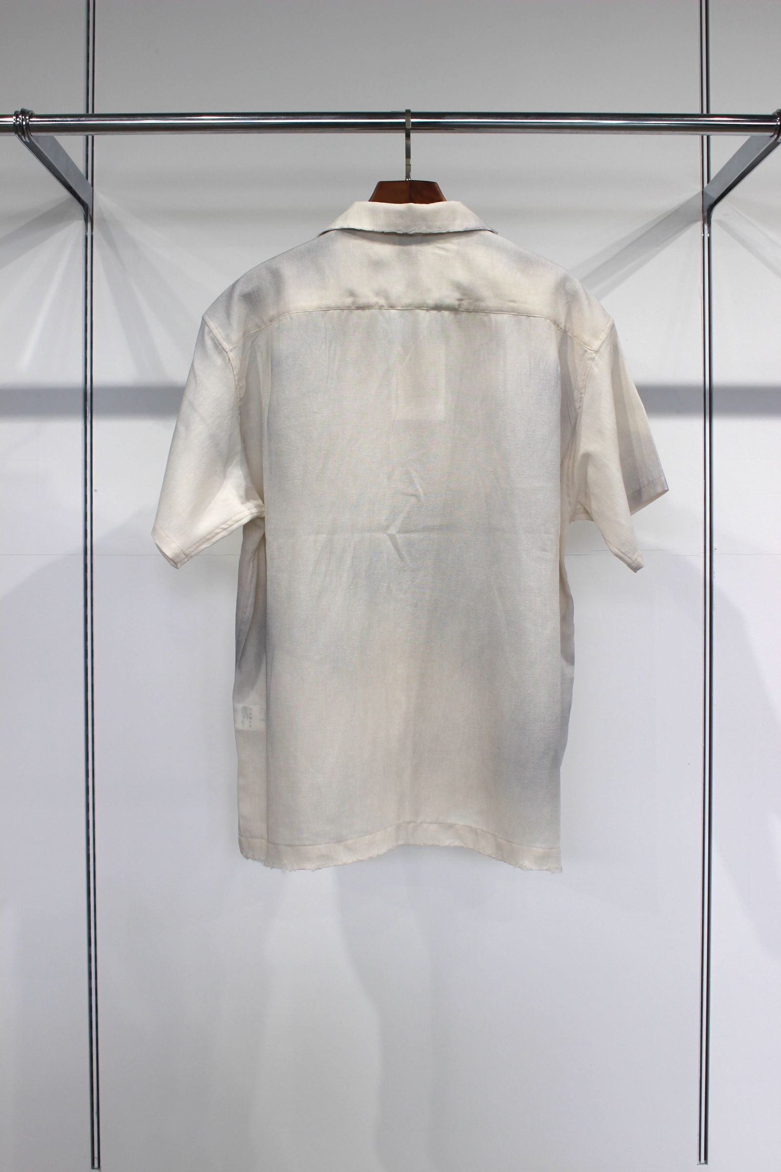 MELANGE OPEN COLLAR SS SHIRT/WHITE