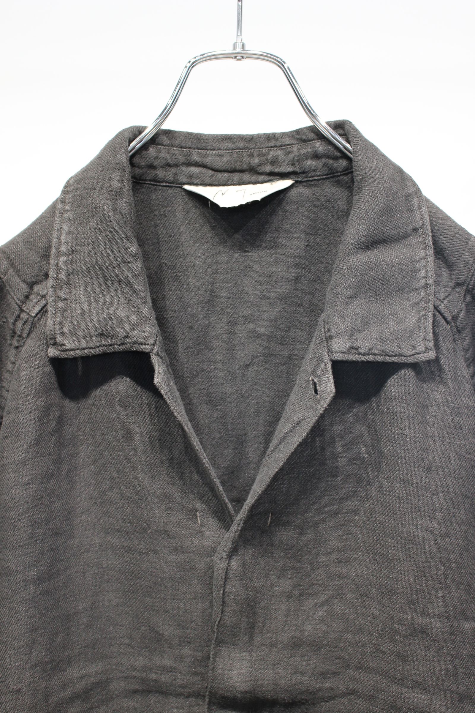 AGING LINEN CROSS-LINE SHIRT | BLACK | シャツ