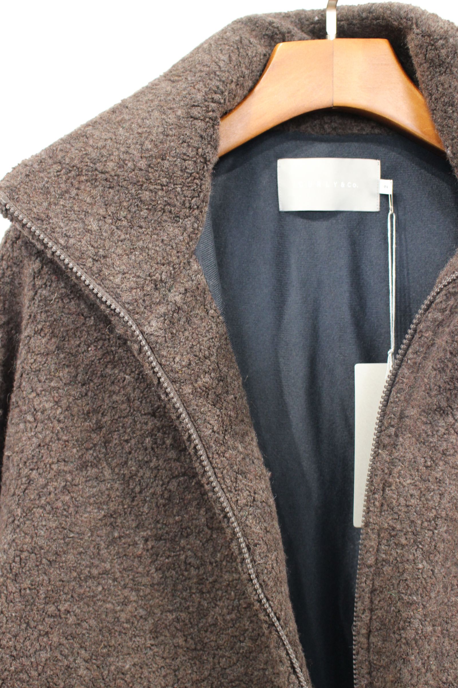 RECYCLED WOOL TUBE-NECK BLOUSON/D.BROWN