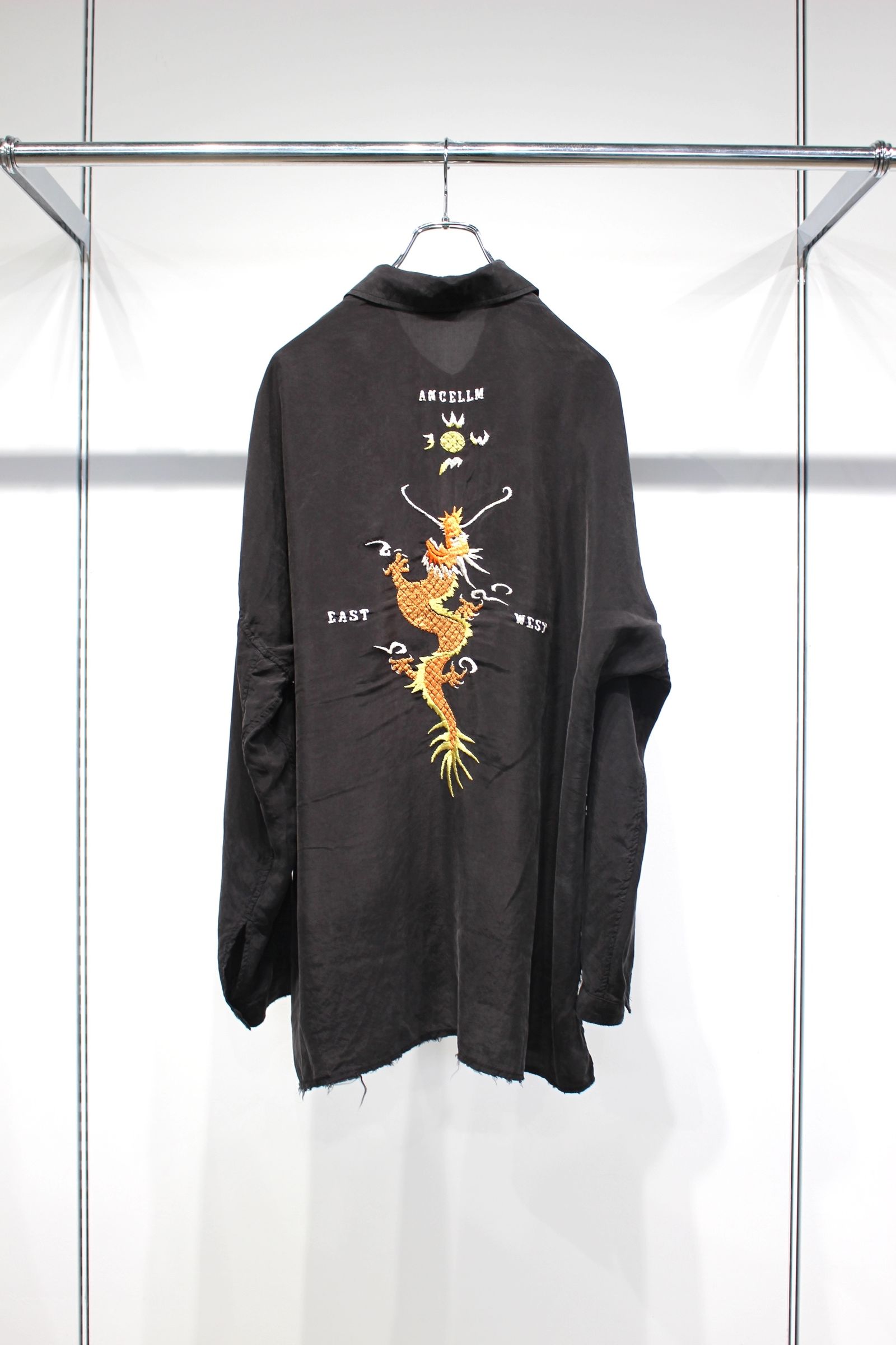 トップス ANCELLM AGING EMBROIDERY SHIRTS BLACK 2 ANCELLM - AGING EMBROIDERY SHIRT | BLACK | シャツ | NapsNote