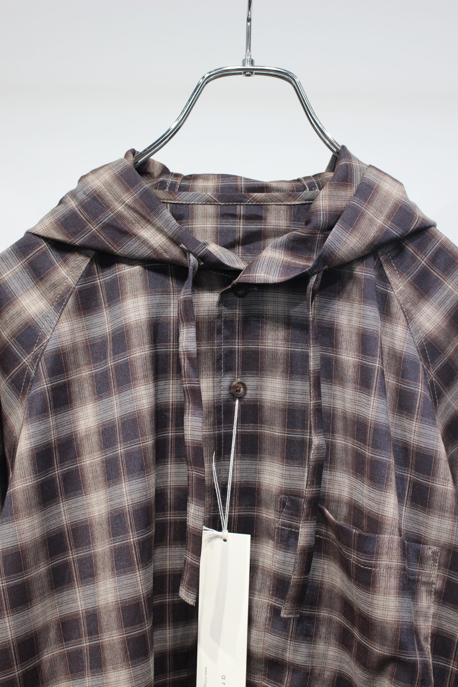 Tech Check Hooded Ventilation Shirt | NAVY | フードシャツ