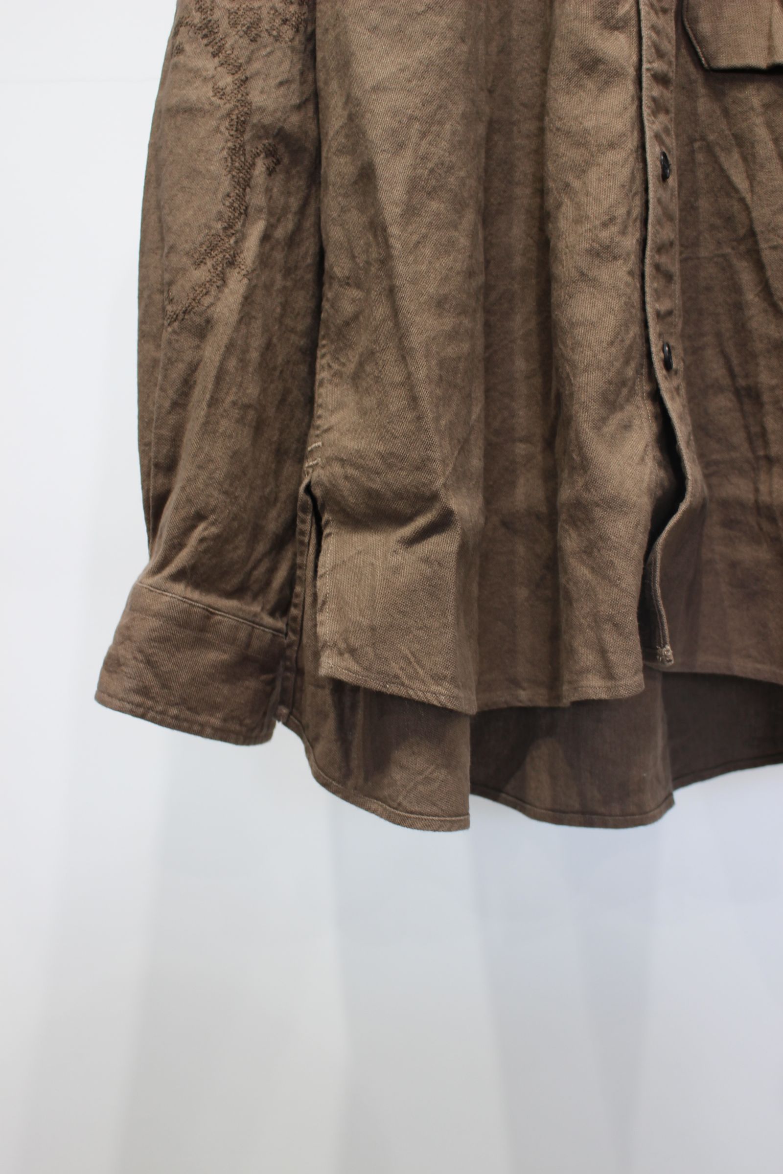 [ラスト1点] L/C NEP FLOWER EMBROIDERY OVER SHIRT | BROWN | オーバーシャツ