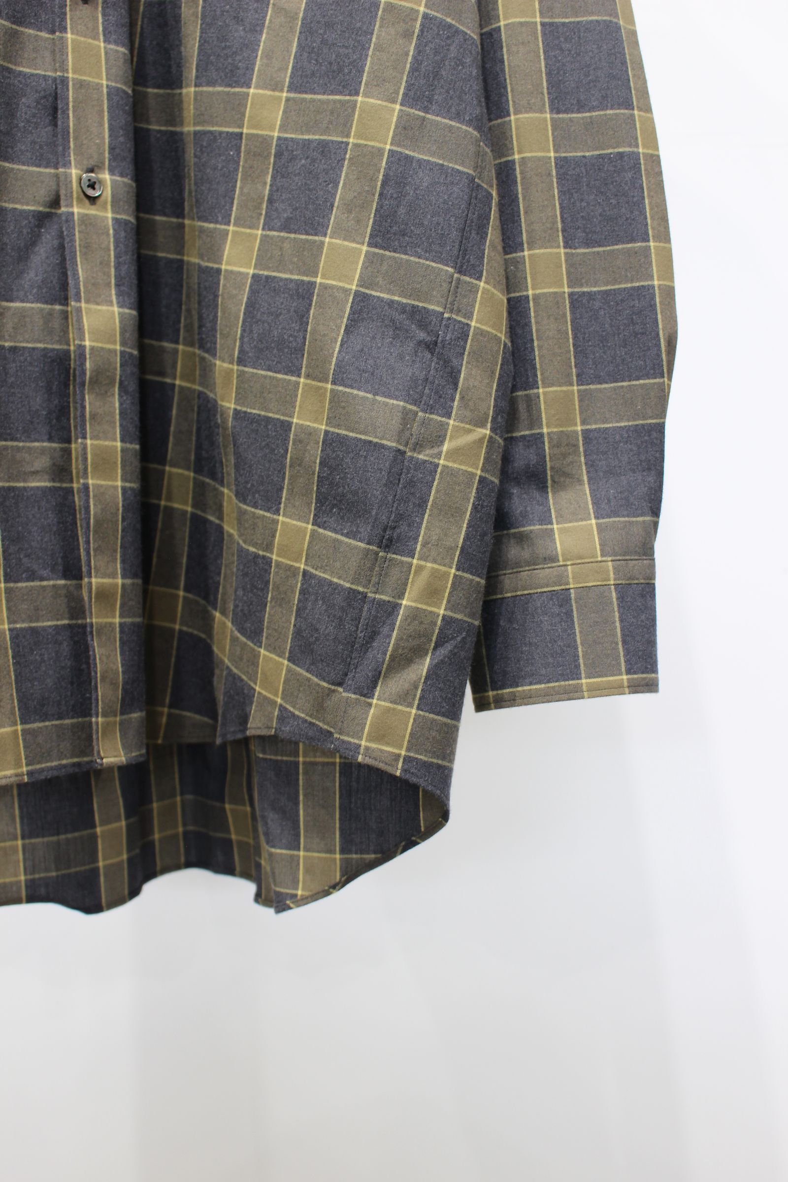 [ラスト1点] COTTON FLANNEL CHECK L/S REGULAR COLLAR SHIRT | GREEN CHECK | チェックシャツ