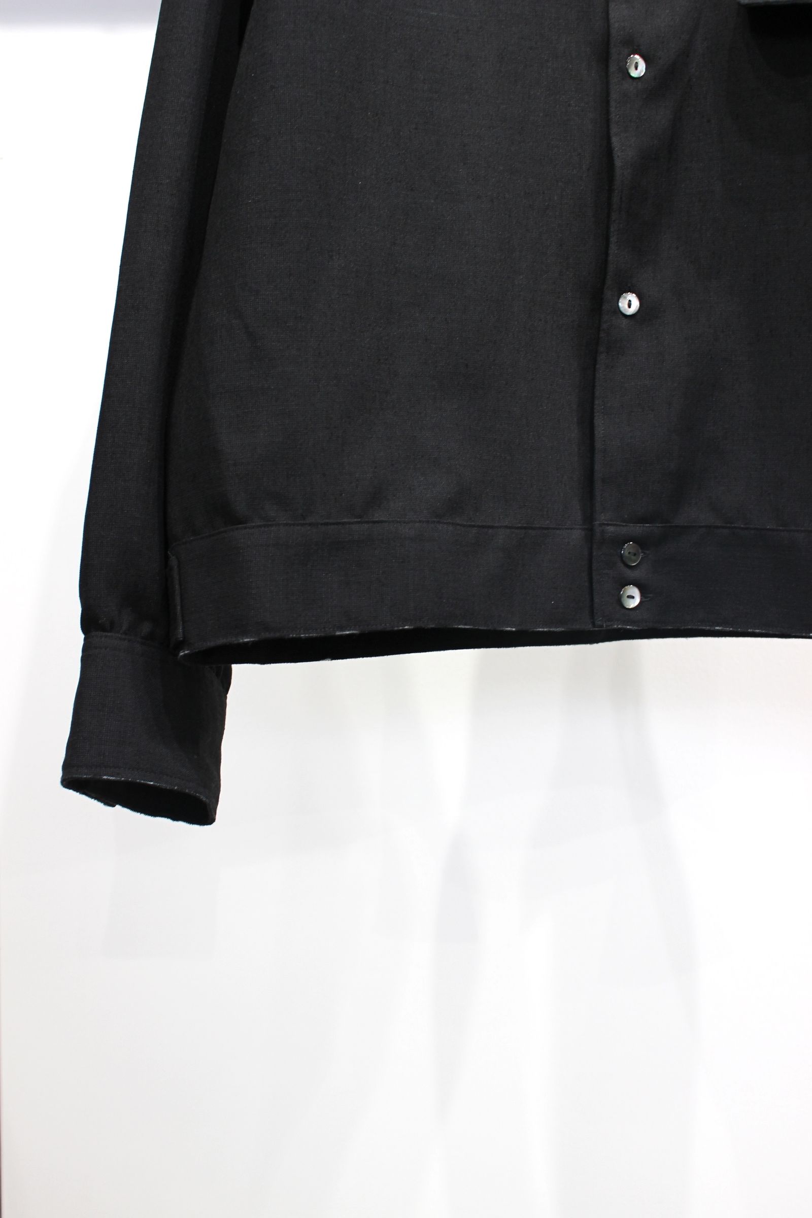 MELANGE OPEN COLLAR SHIRT | BLACK | シャツ