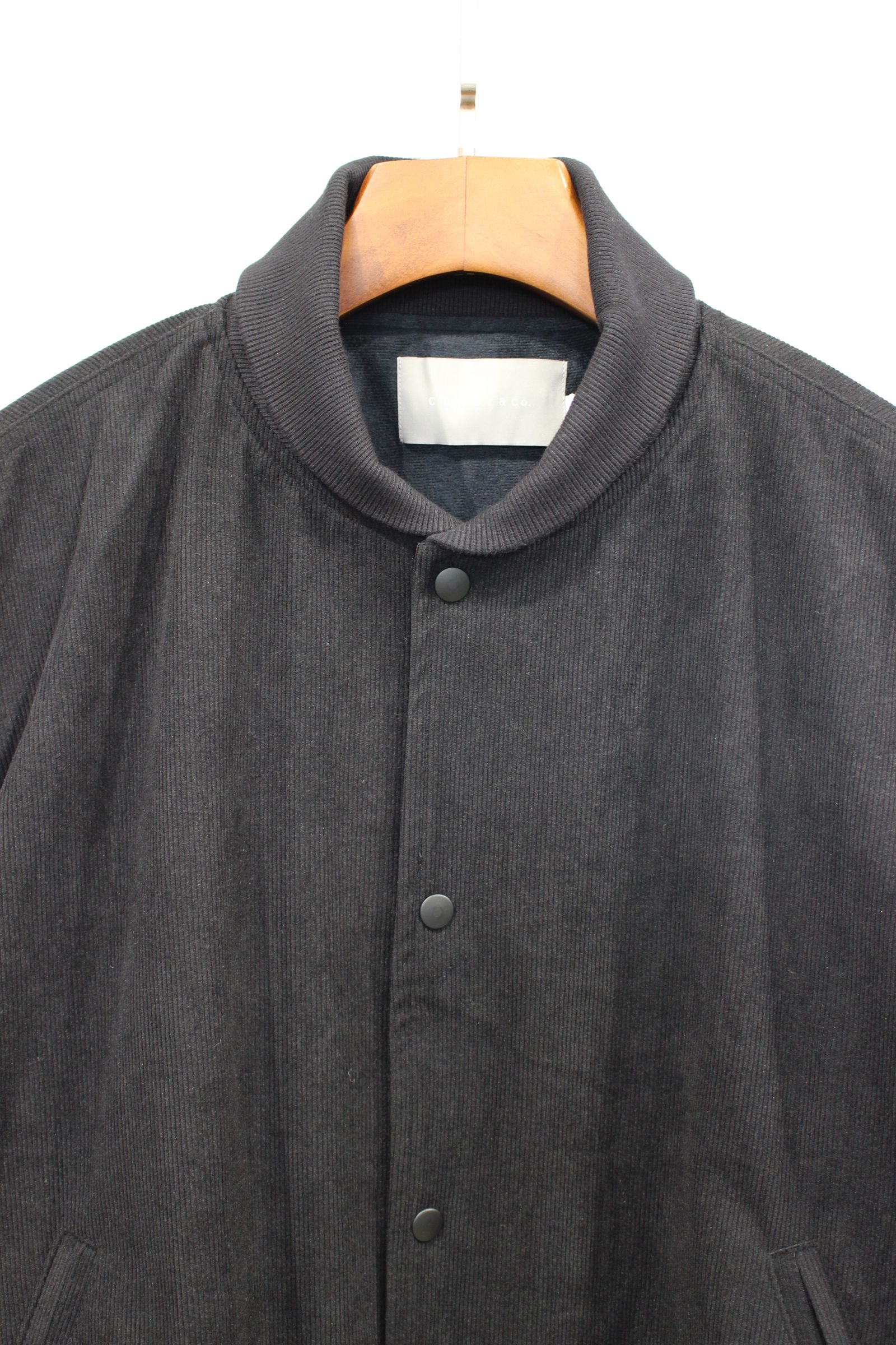 TRICOT CORDUROY VARSITY JACKET/BLACK