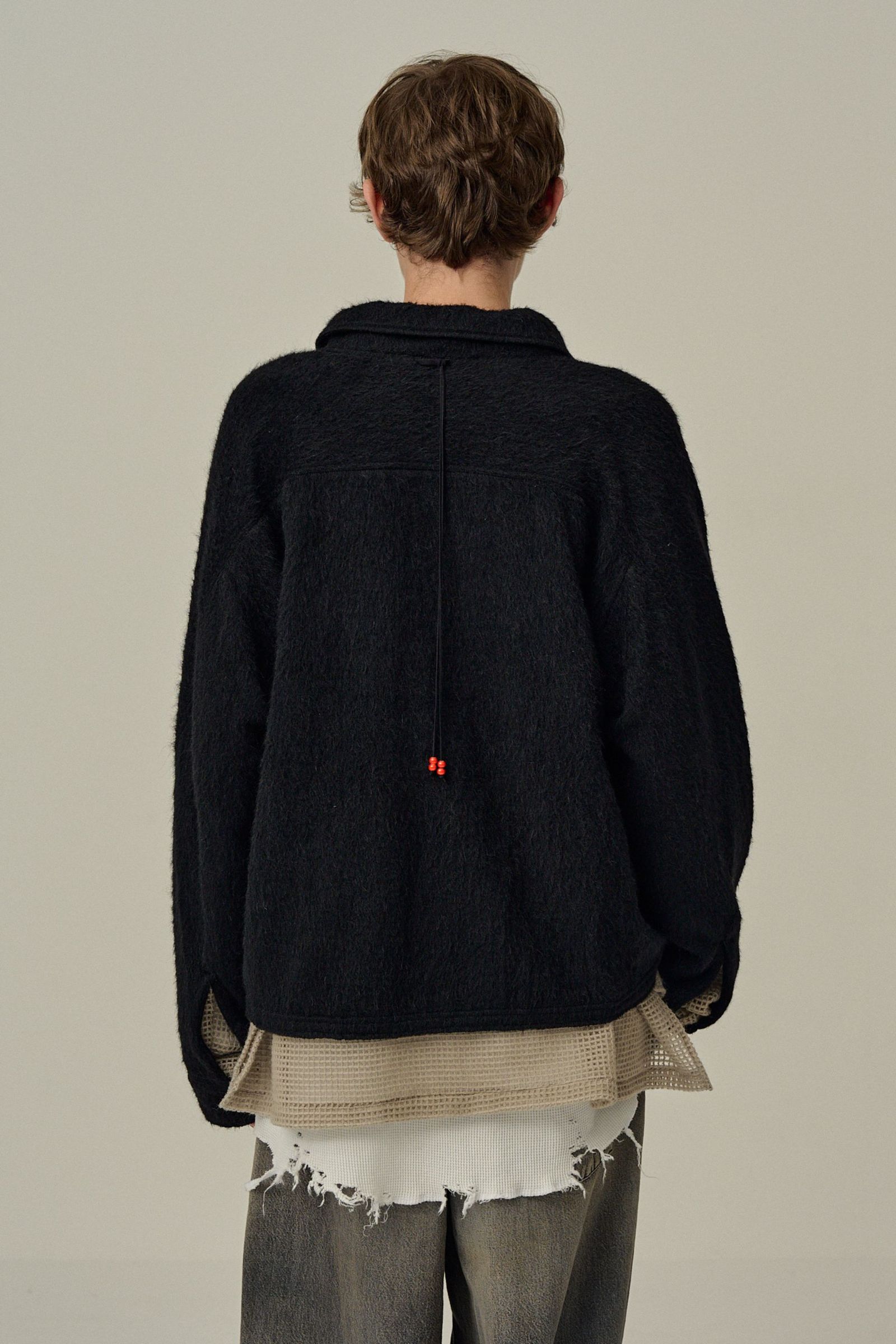 SHAGGY ZIP UP SHIRT | BLACK | ジップアップシャツ